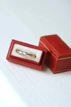 Solitaire diamant sur or rose et argent