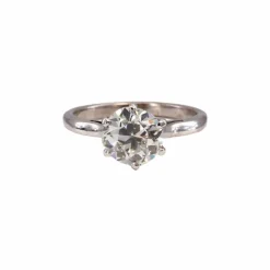 Solitaire diamant taille ancienne or blanc
