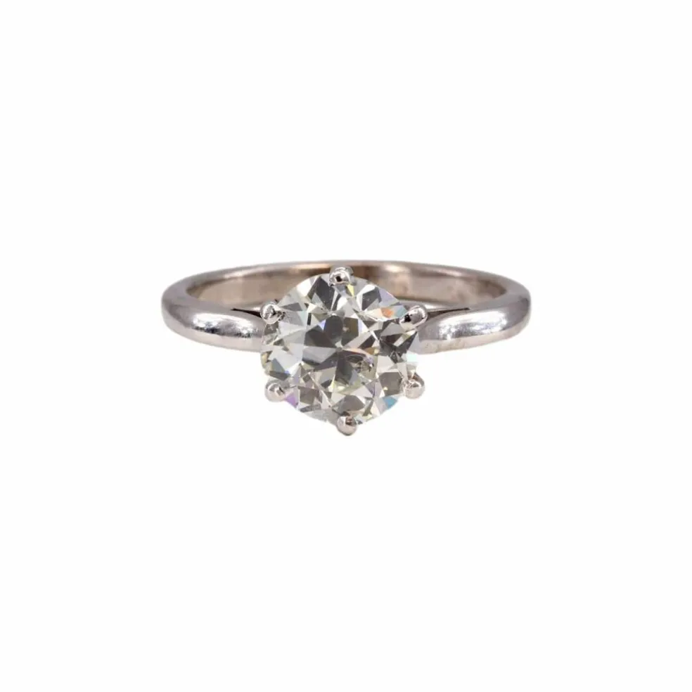 Solitaire diamant taille ancienne or blanc