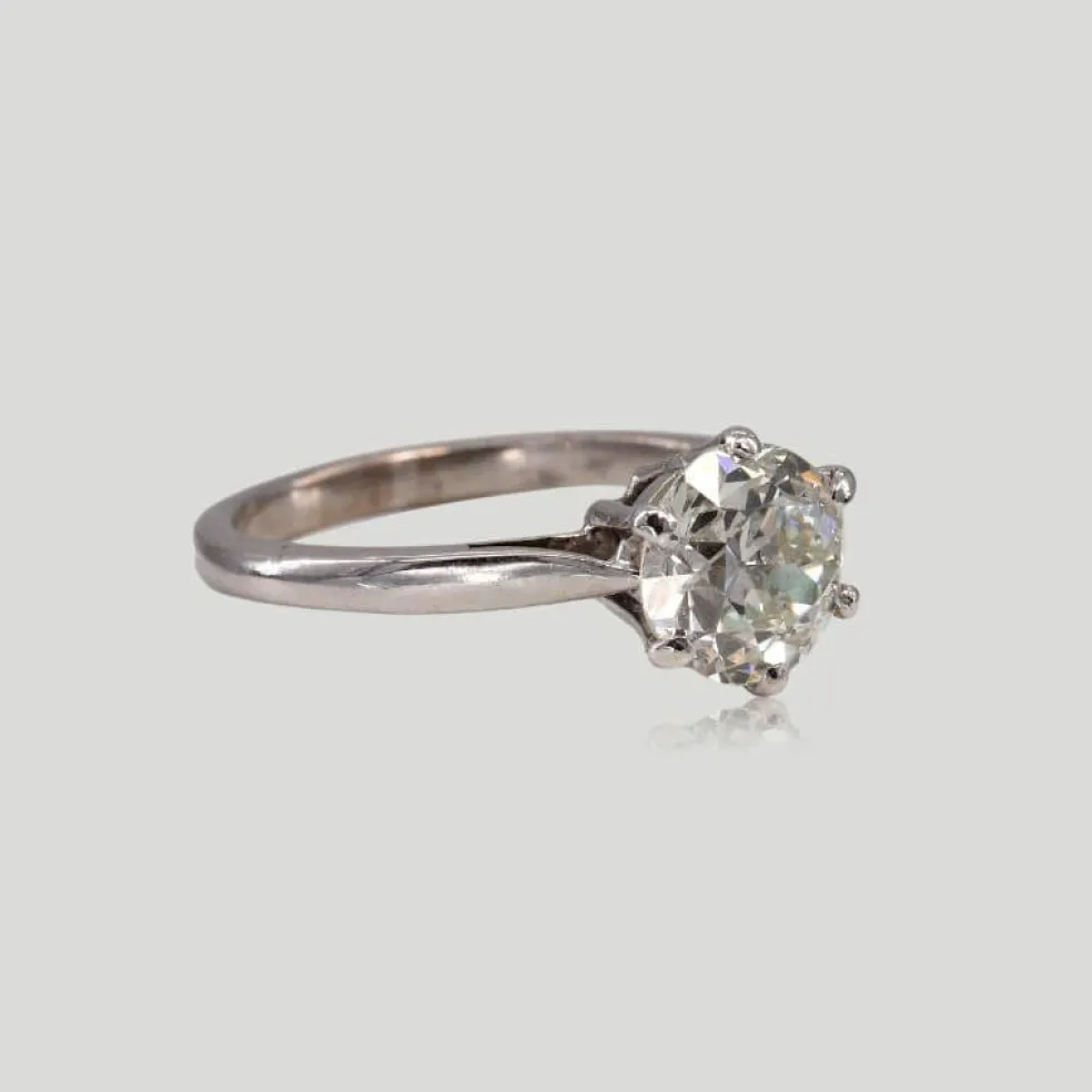 Solitaire diamant taille ancienne or blanc