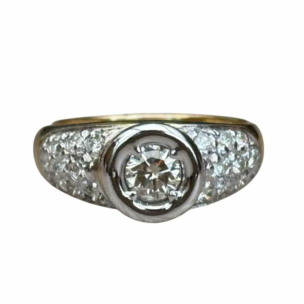 Solitaire diamants en or deux ors 18 carats