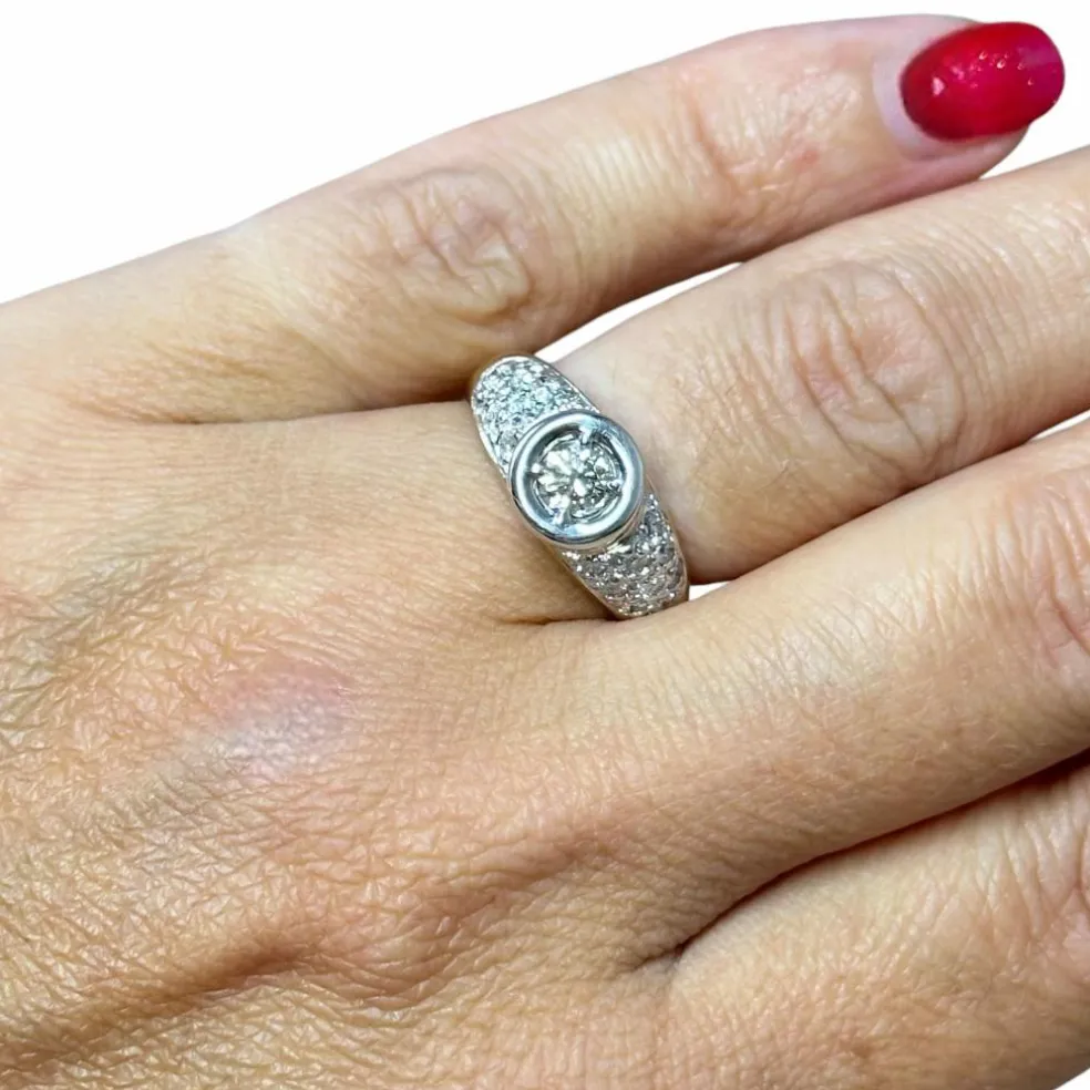 Solitaire diamants en or deux ors 18 carats