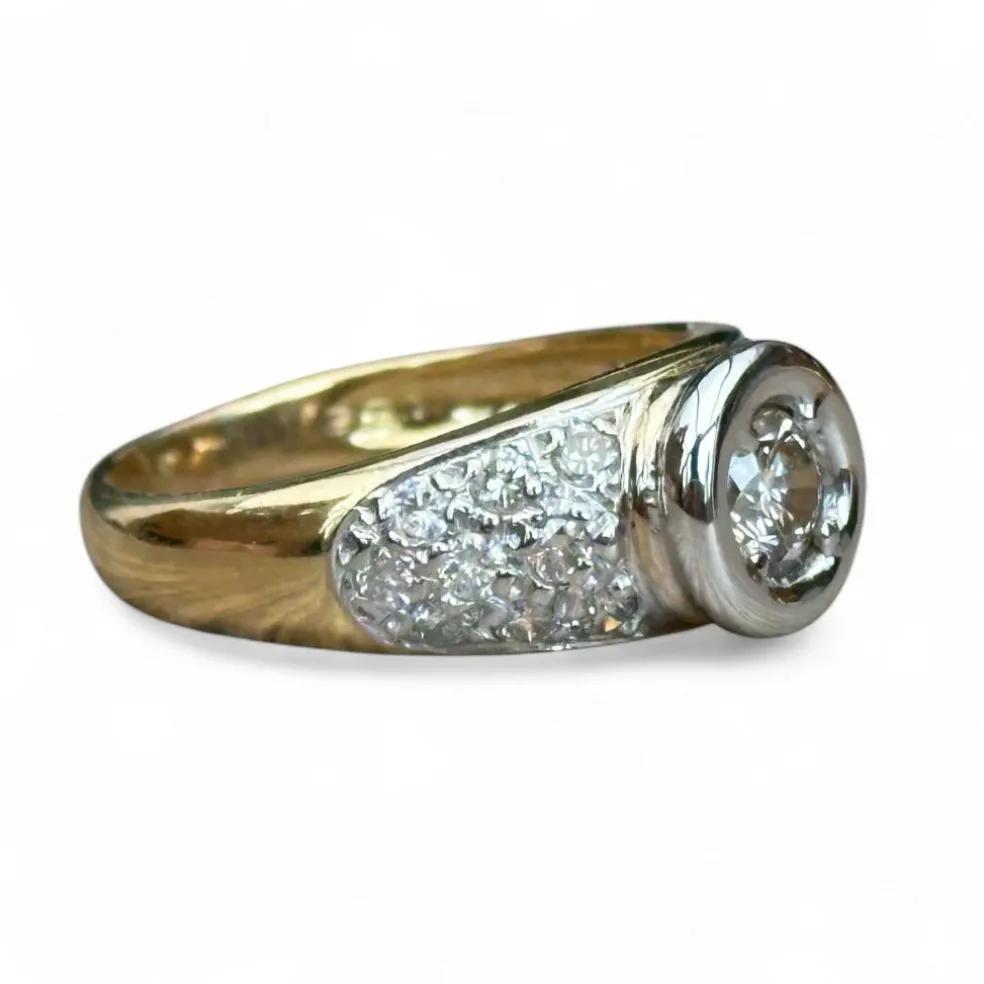 Solitaire diamants en or deux ors 18 carats