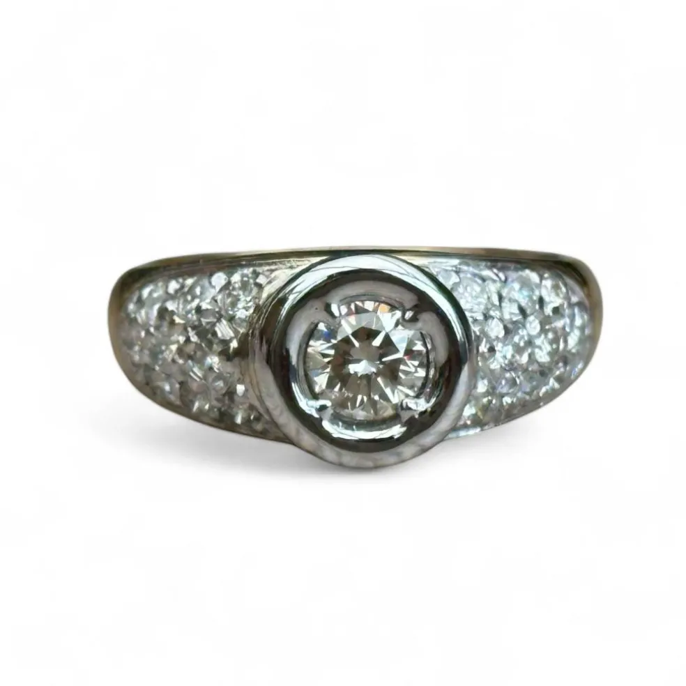 Solitaire diamants en or deux ors 18 carats