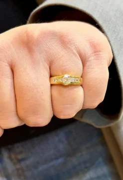 Solitaire en diamants serti clos or jaune