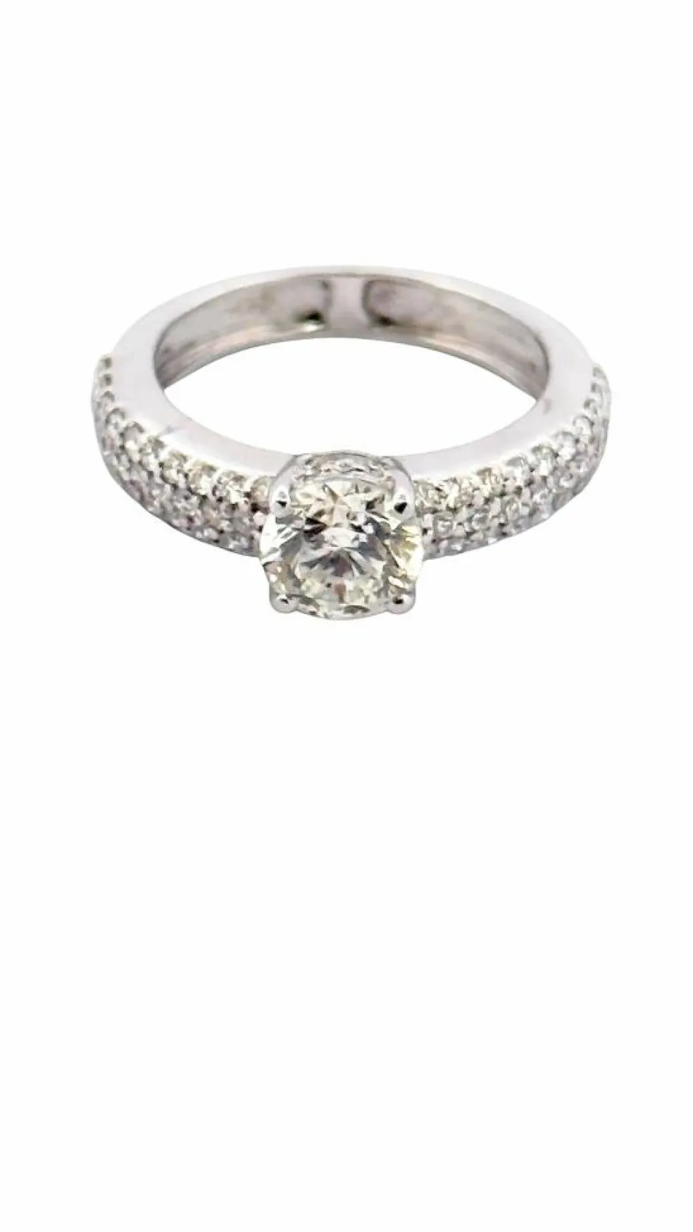 Solitaire en diamants sur monture or blanc 18 carats