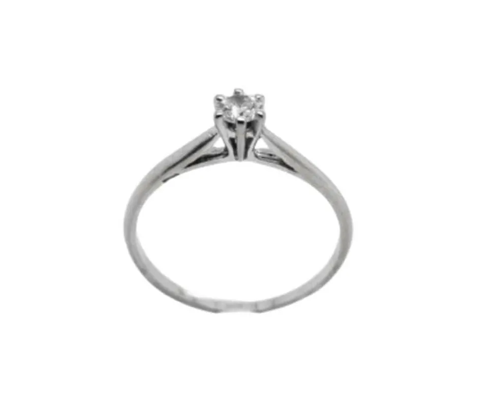 Solitaire en or blanc avec diamant de 0,10 carat