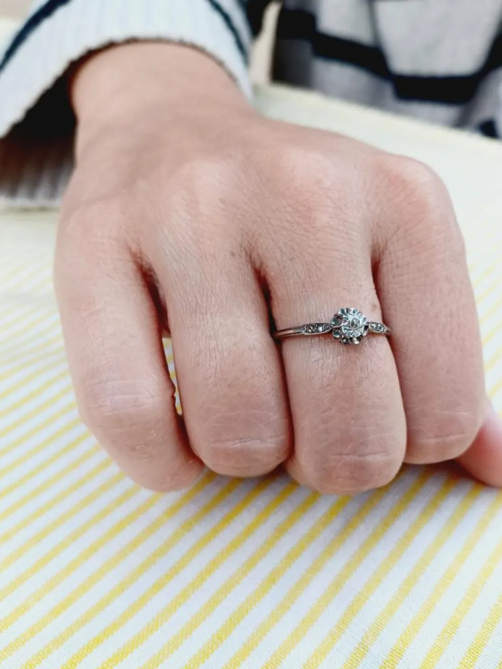 Solitaire en platine et diamants