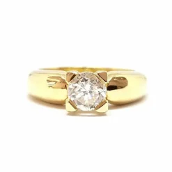 Solitaire fiançailles diamant or jaune