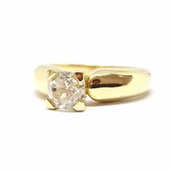 Solitaire fiançailles diamant or jaune