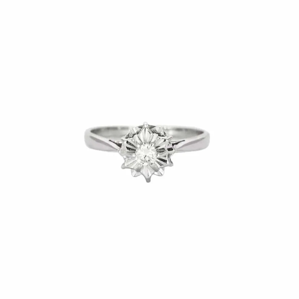 Solitaire flocon or blanc diamant