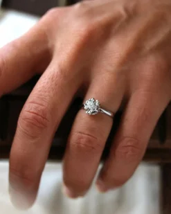 Solitaire flocon or blanc diamant