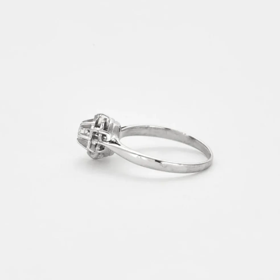 Solitaire flocon or blanc diamant