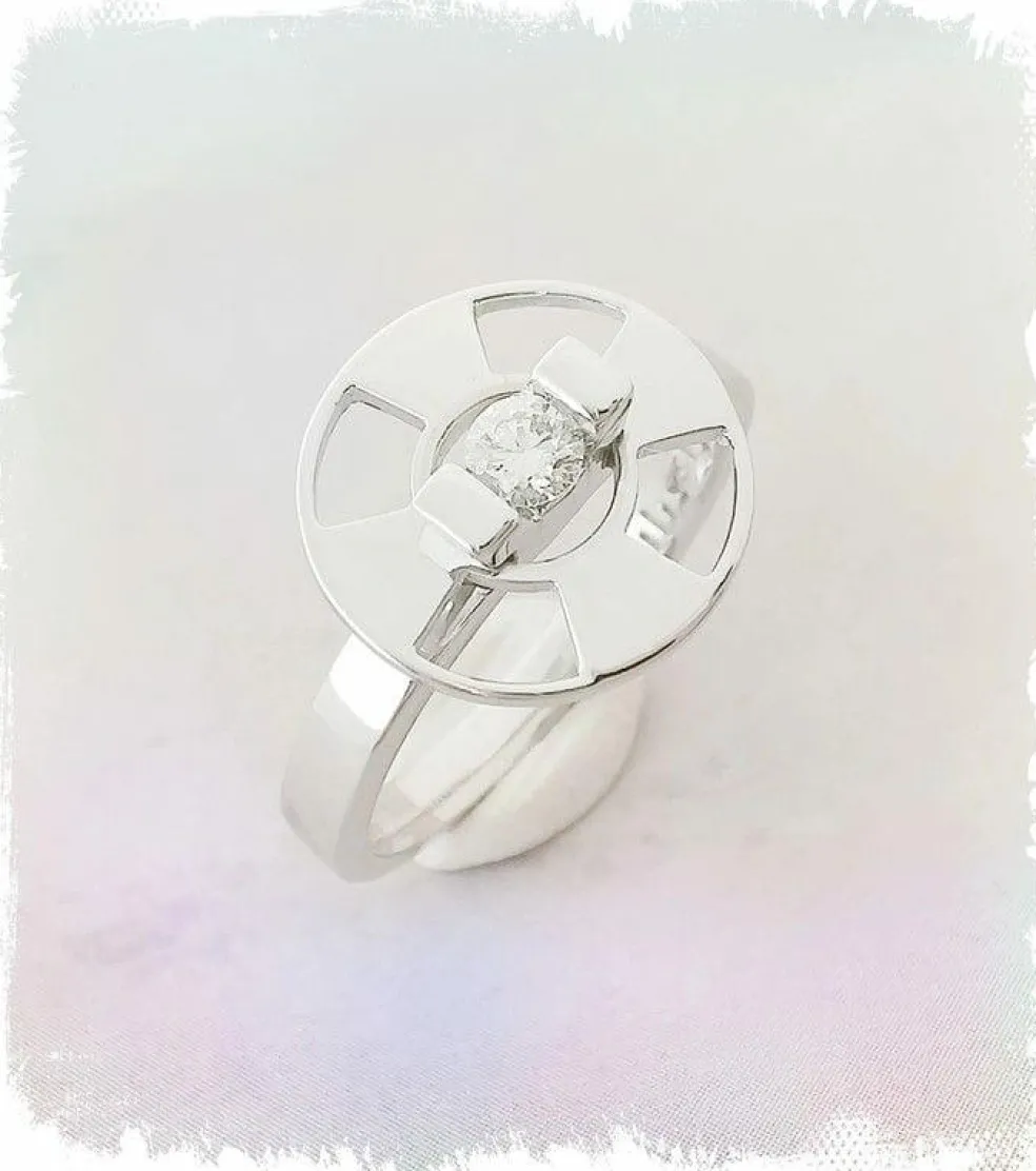 Solitaire Lilistone Diamant & Or Blanc