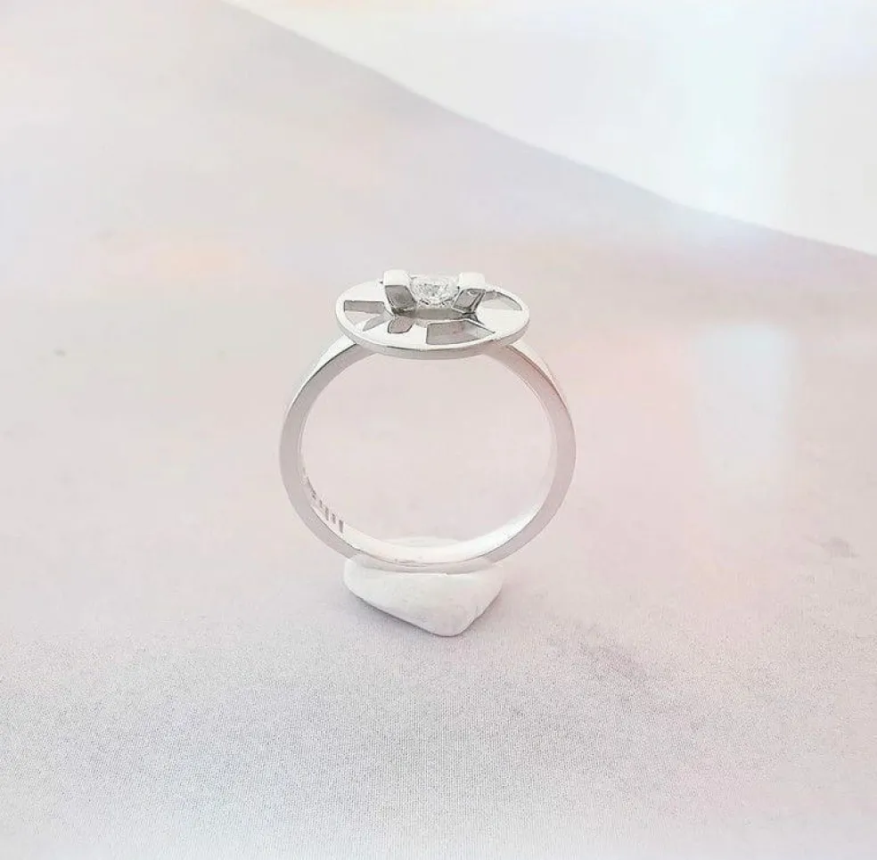 Solitaire Lilistone Diamant & Or Blanc