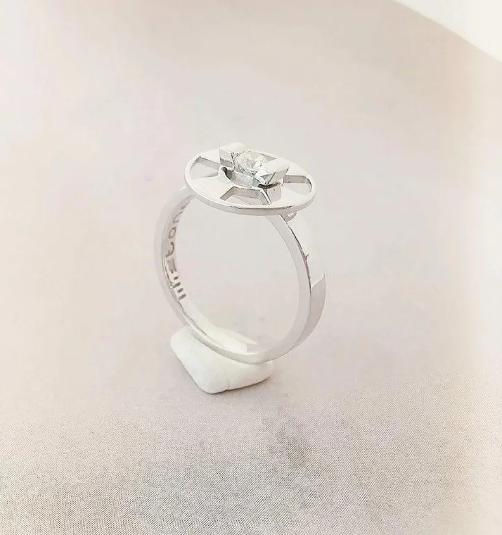 Solitaire Lilistone Diamant & Or Blanc
