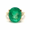 Solitaire émeraude diamants or jaune 18 carats