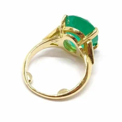 Solitaire émeraude diamants or jaune 18 carats