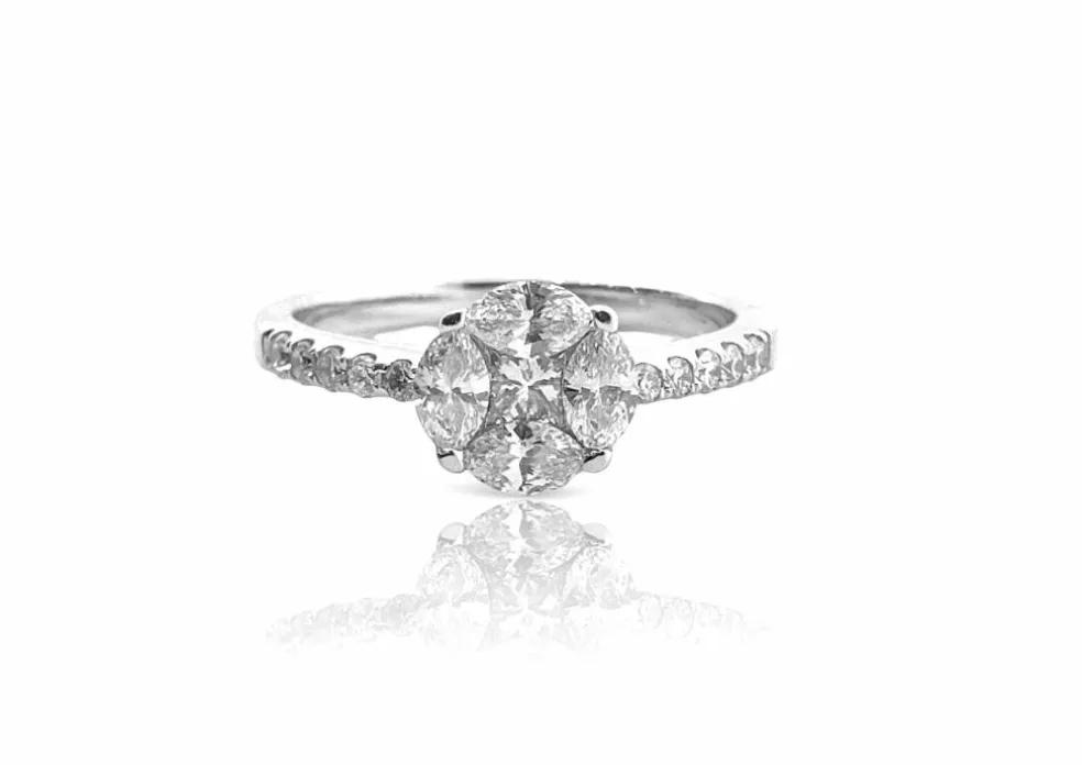 Solitaire multi diamants en or blanc
