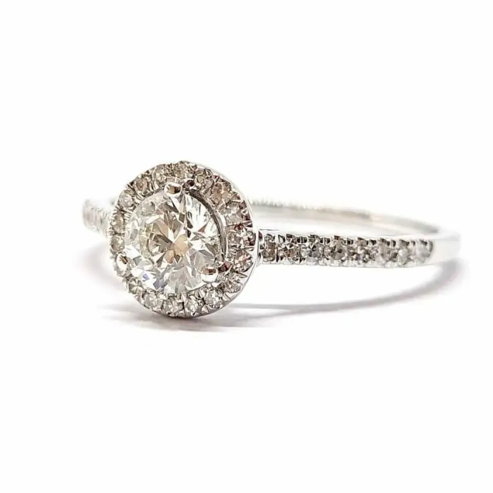 Solitaire or blanc 18 carats diamants