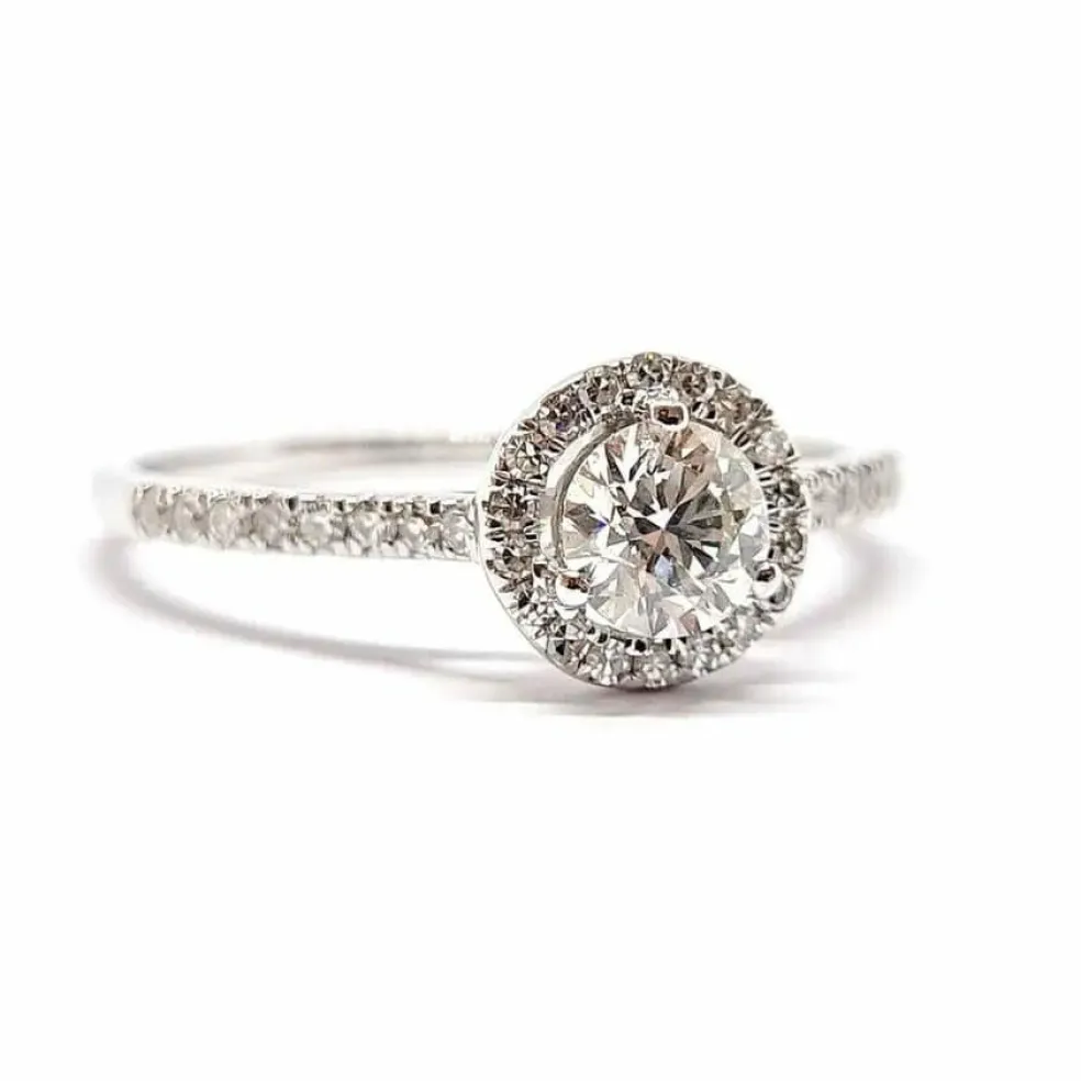 Solitaire or blanc 18 carats diamants