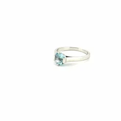 Solitaire Or Blanc Aigue Marine