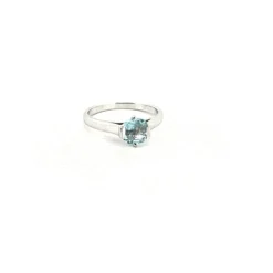 Solitaire Or Blanc Aigue Marine
