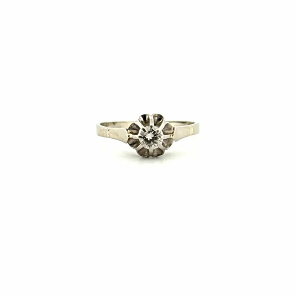 Solitaire or blanc diamant