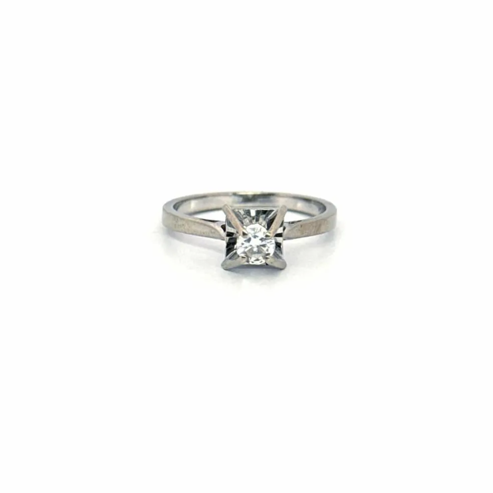 Solitaire or blanc diamant
