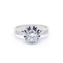 Solitaire or blanc diamants