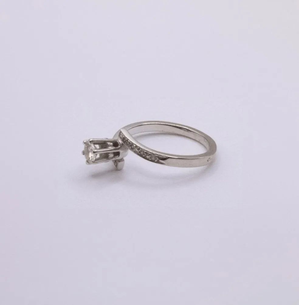 Solitaire Or Blanc Diamant
