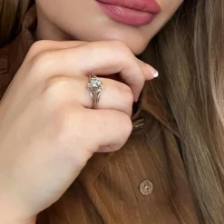 Solitaire or blanc diamant