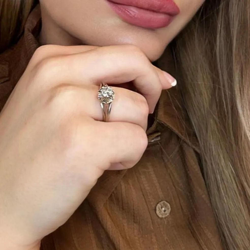 Solitaire or blanc diamant