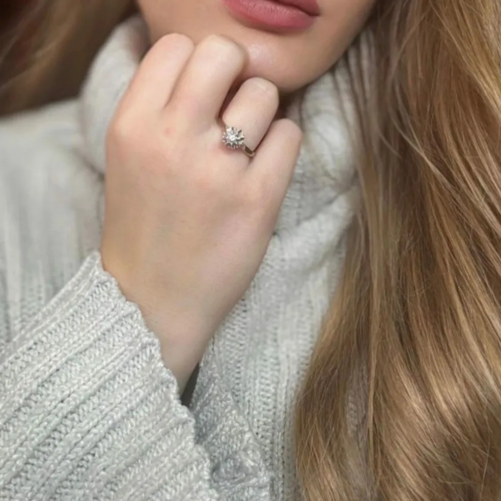Solitaire Or Blanc Diamant