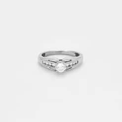 Solitaire or blanc diamant