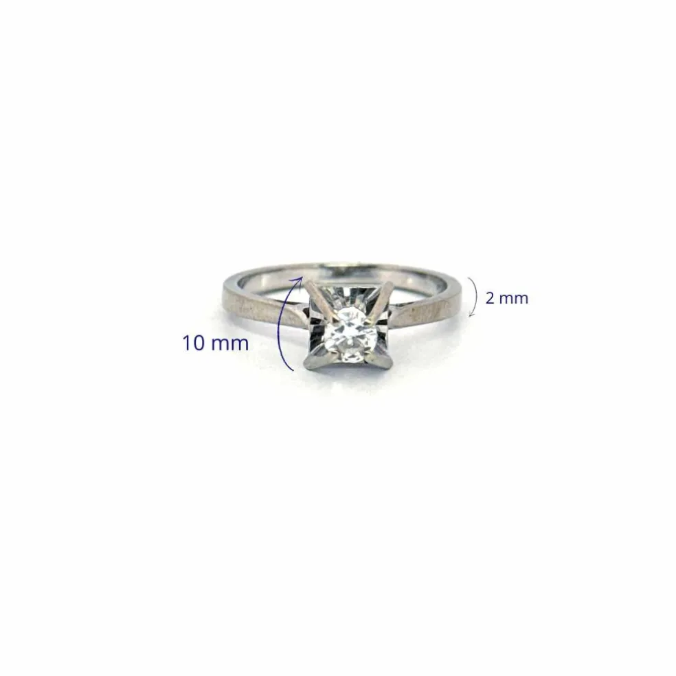 Solitaire or blanc diamant