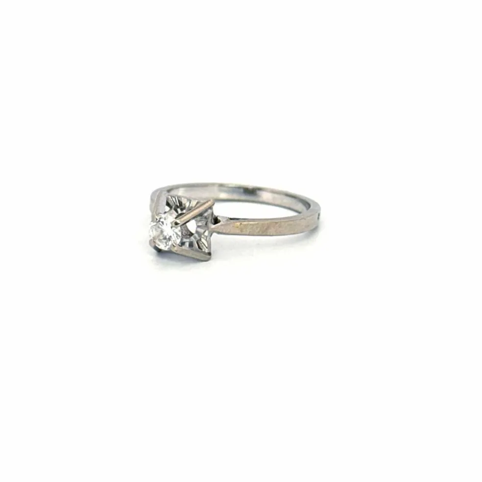 Solitaire or blanc diamant