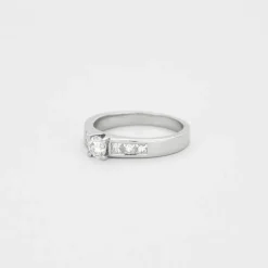Solitaire or blanc diamant