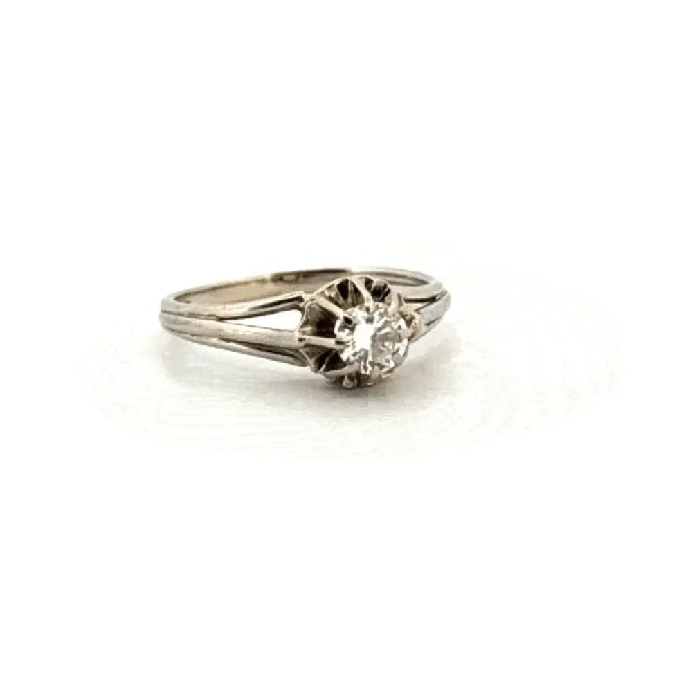 Solitaire or blanc diamant