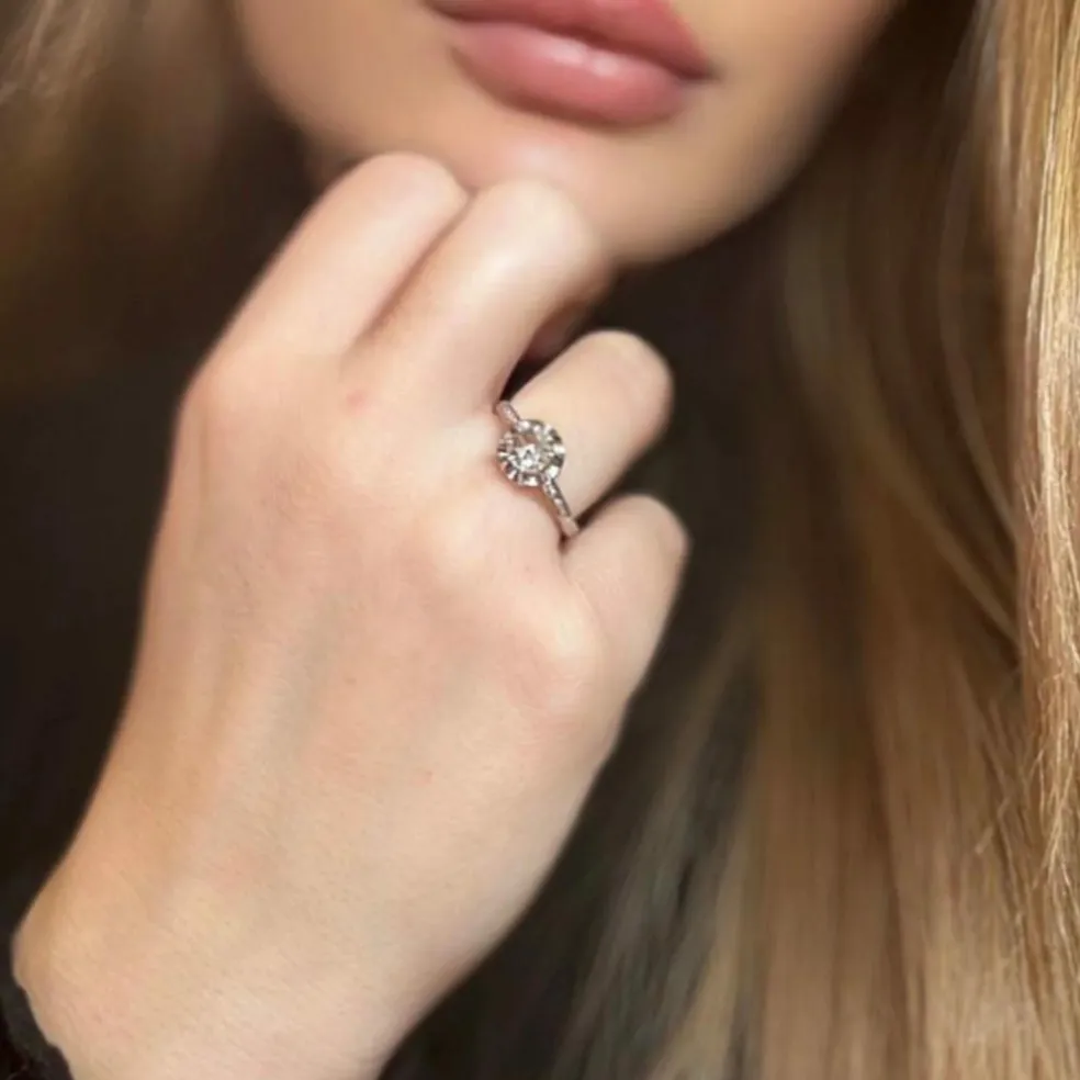 Solitaire Or Blanc Diamant