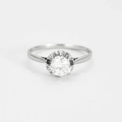 Solitaire or blanc et diamant