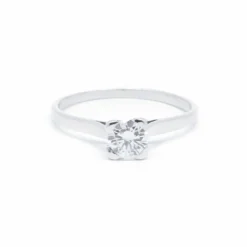 Solitaire or blanc et diamant