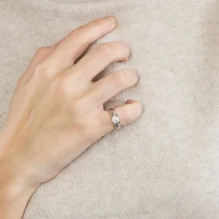 Solitaire or blanc et diamant
