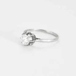 Solitaire or blanc et diamant