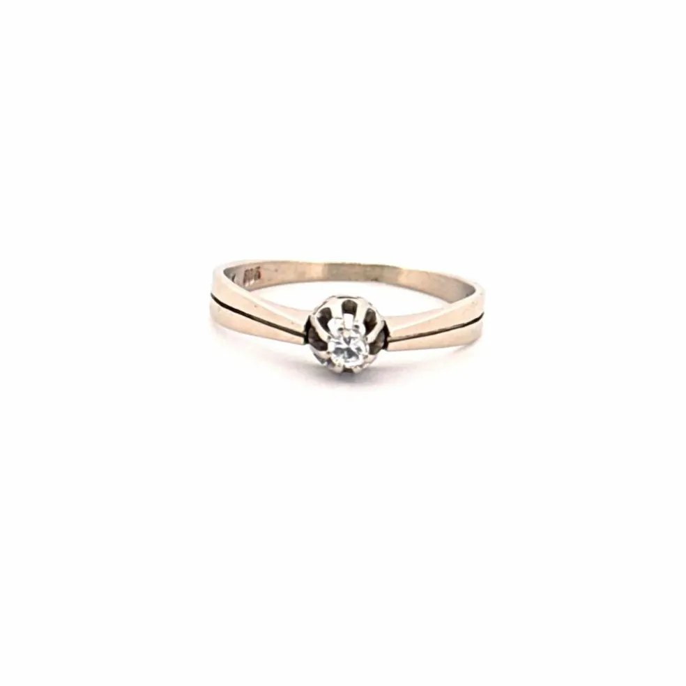 Solitaire Or Blanc 14k & Diamant