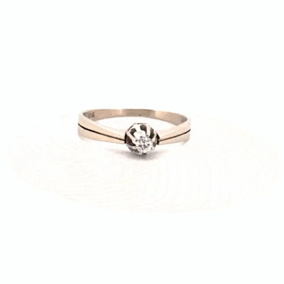 Solitaire Or Blanc 14k & Diamant