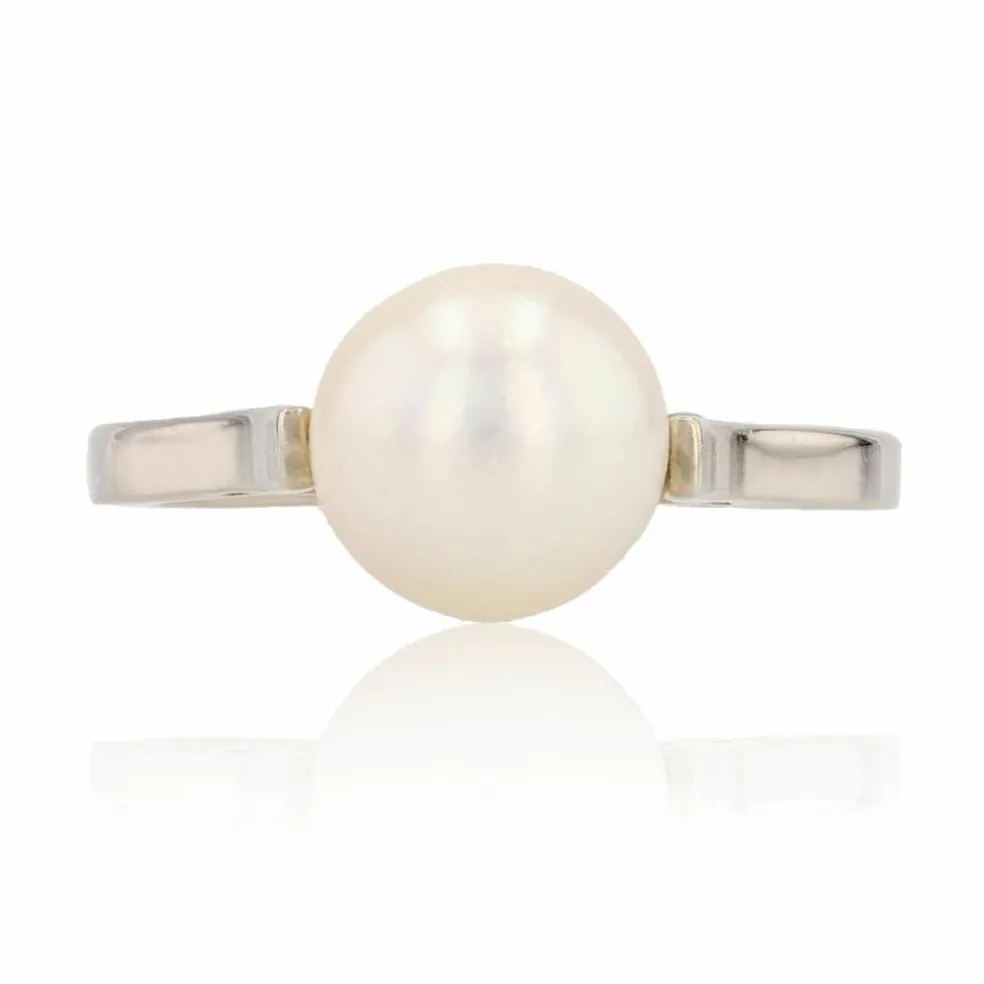 Solitaire or blanc perle de culture