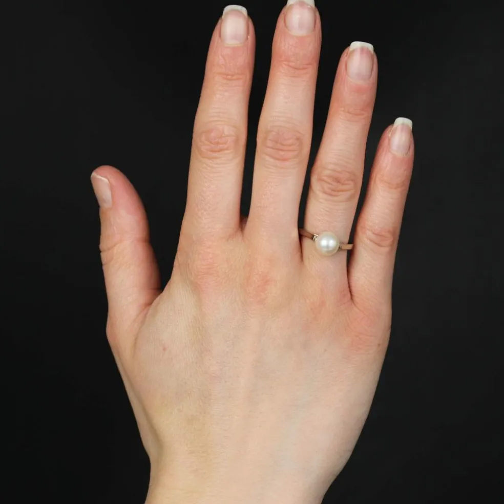 Solitaire or blanc perle de culture