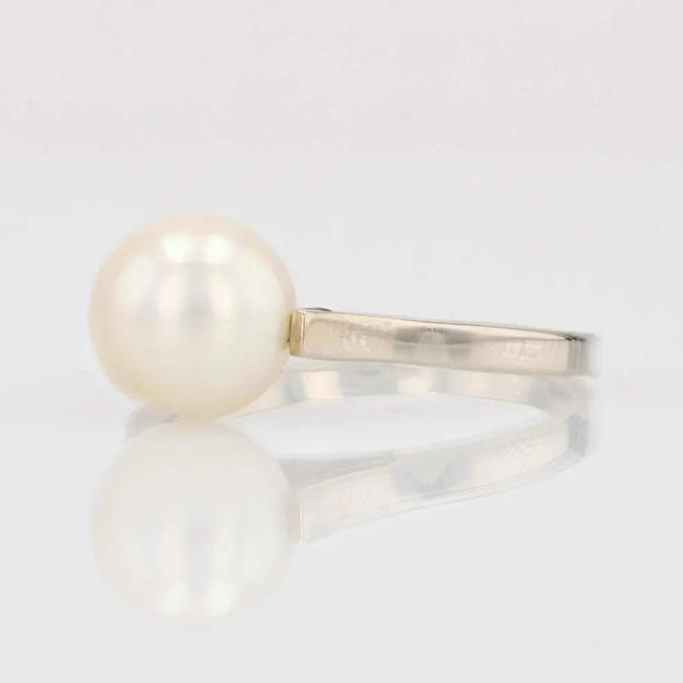Solitaire or blanc perle de culture