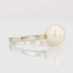 Solitaire or blanc perle de culture